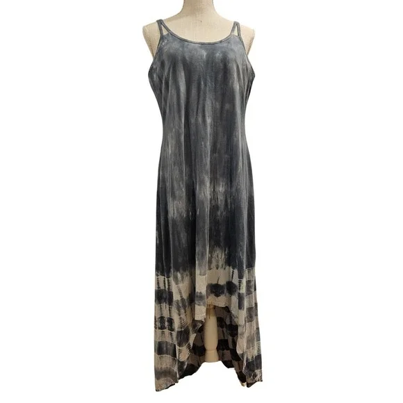 Athleta Seabreeze Maxi Tie Dye Tank Dress High Low Hem Spaghetti Straps Size XL - Picture 2 of 7
